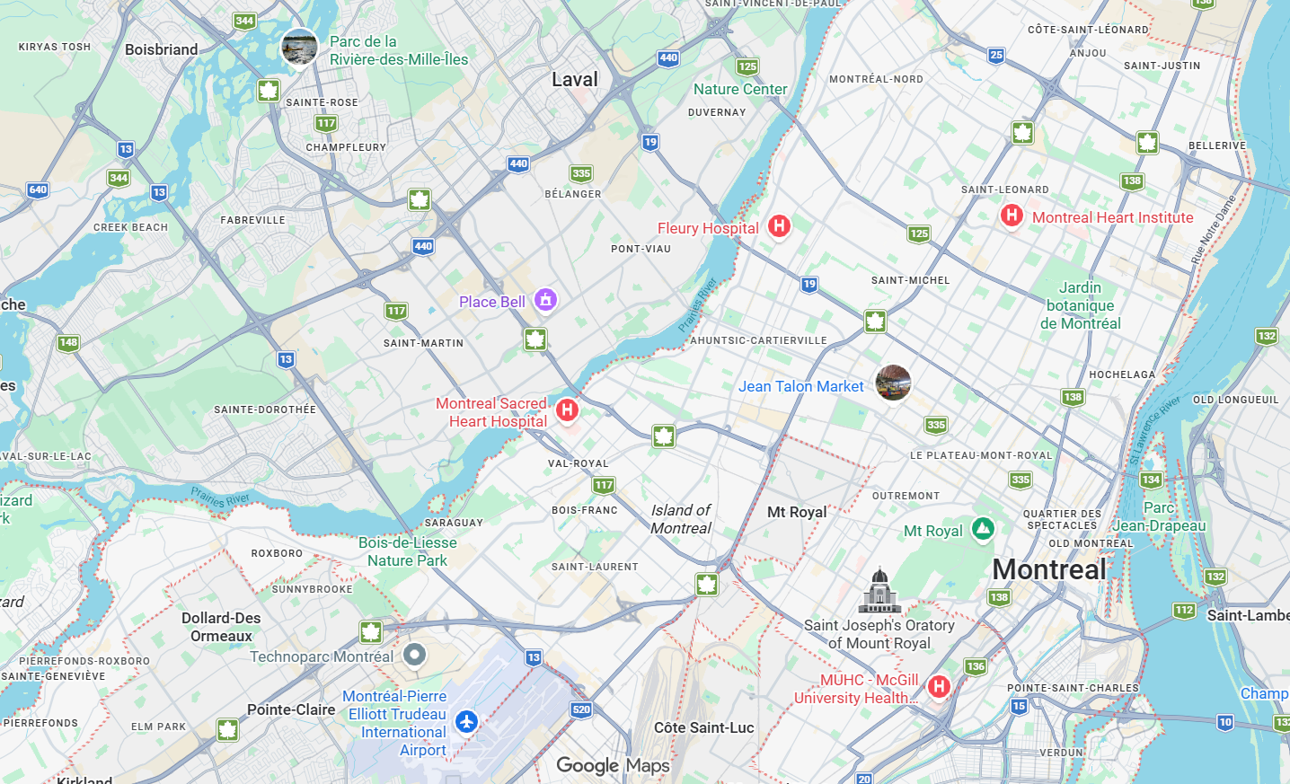 Map of the Montreal-area regions FoxSecur serves