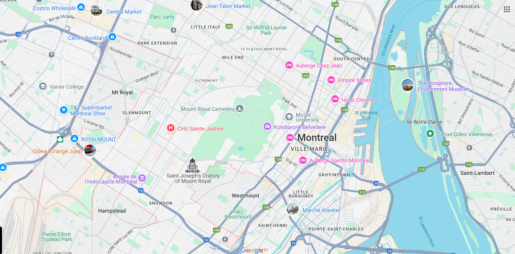 Map of the Montreal-area regions FoxSecur serves